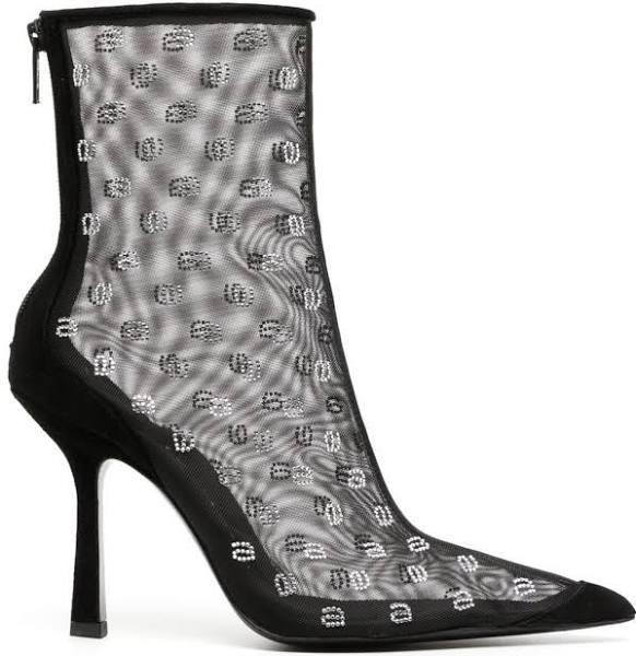 Alexander Wang Women's Delphine 105 Bootie in Mesh/crystal Black