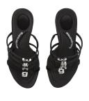 Alexander Wang Women's Nala 105 Crystal Logo Sandals - Black - Size 9.5