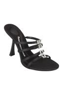 Alexander Wang Women's Nala 105 Crystal Logo Sandals - Black - Size 9.5