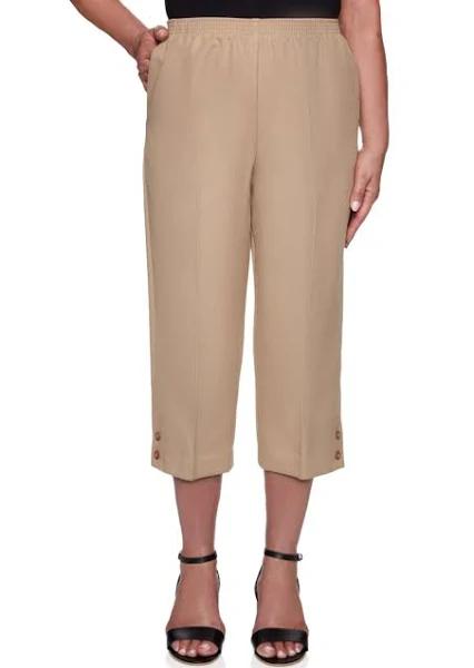 Alfred Dunner Women's Casual Pant Tan Classic Capri Pant 14