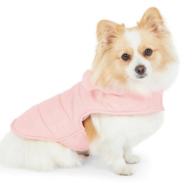 All Day Quilted Bear Ear Dog Jacket Pink XS