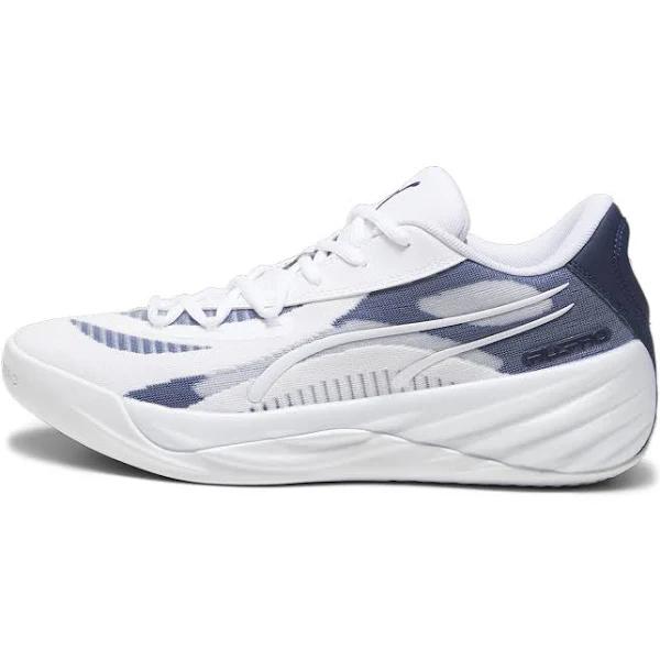 All-Pro Nitro Team Unisex Basketball Shoes in White/Navy/Lime Squeeze, Size 13 by Puma