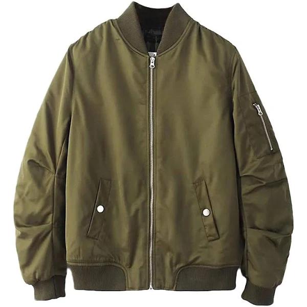 Allthemen Mens Solid Loose Sports Jacket ArmyGreen M