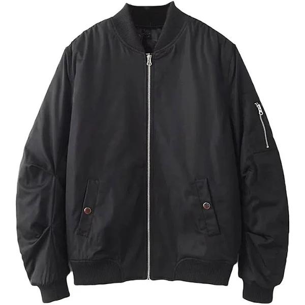Allthemen Mens Solid Loose Sports Jacket Black XL