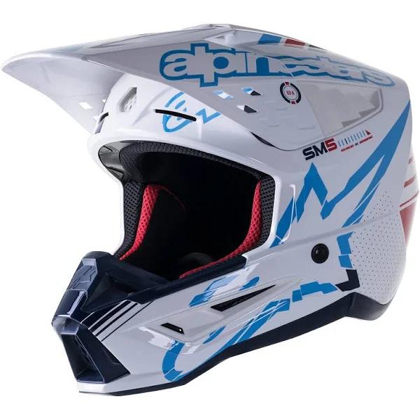 Alpinestars S-M5 Action Helmet White/Cyan/Blue Xs