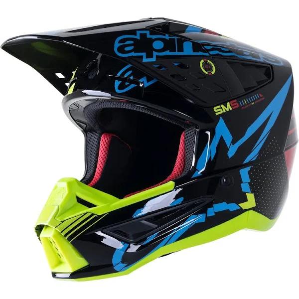 Alpinestars SM5 Action Helmet - Black/Cyan/Yellow - XL