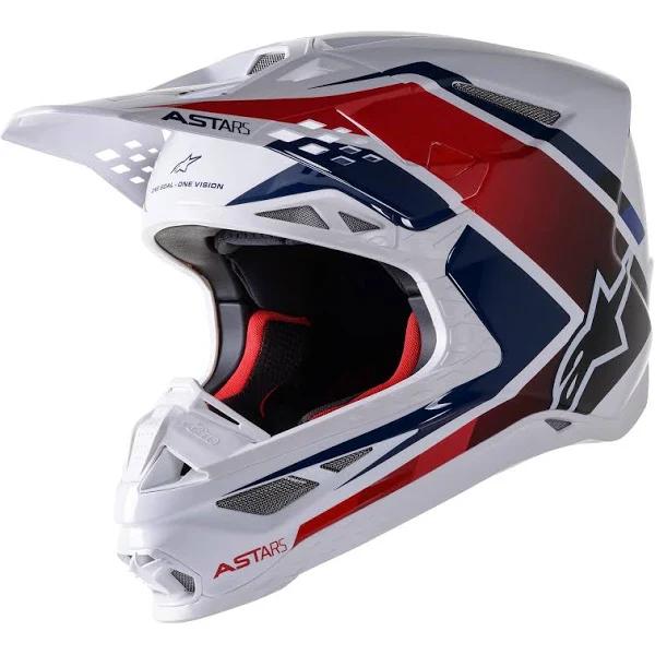 Alpinestars Supertech M10 Carbon Meta 2 Helmet - White/Red/Blue - XL