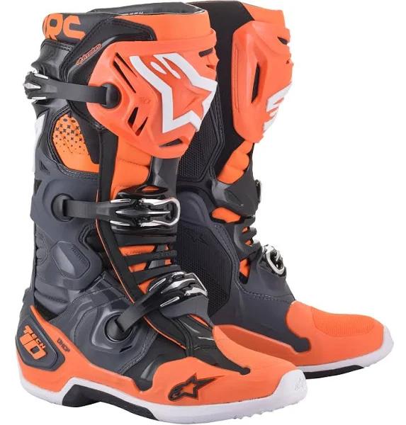 Alpinestars Tech 10 Boots Gray/Orange/Black/White 8