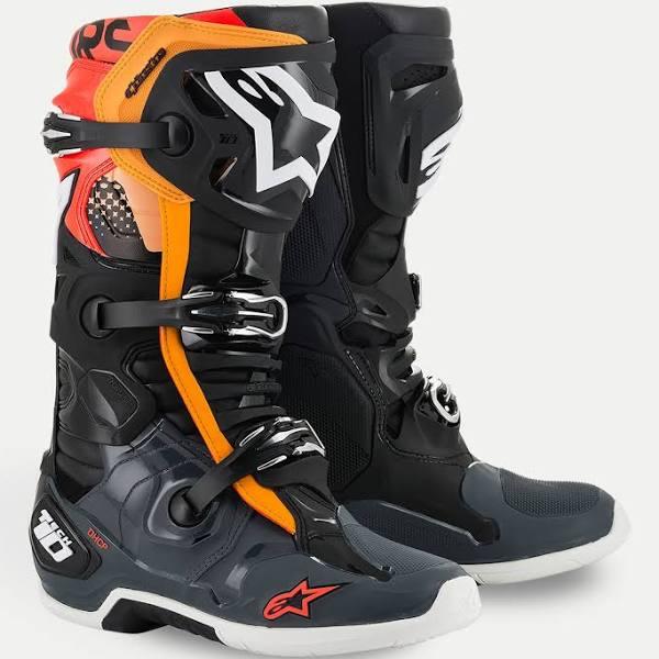 Alpinestars Tech 10 MX Boots Black-Grey-Orange-Fluo Red