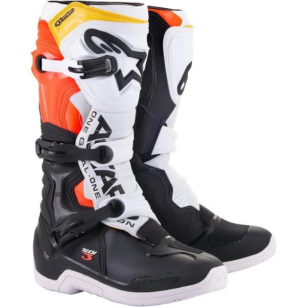 Alpinestars Tech 3 Boots - Black/White/Red/Fluo Yellow - 11