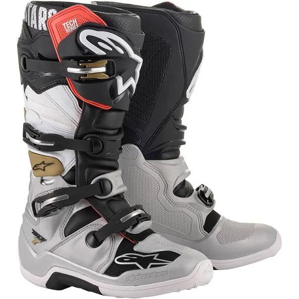 Alpinestars Tech 7 MX Boots Black-Silver-White-Gold