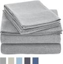 AmazonBasics Heather Jersey Sheet Set - Full, Light Grey