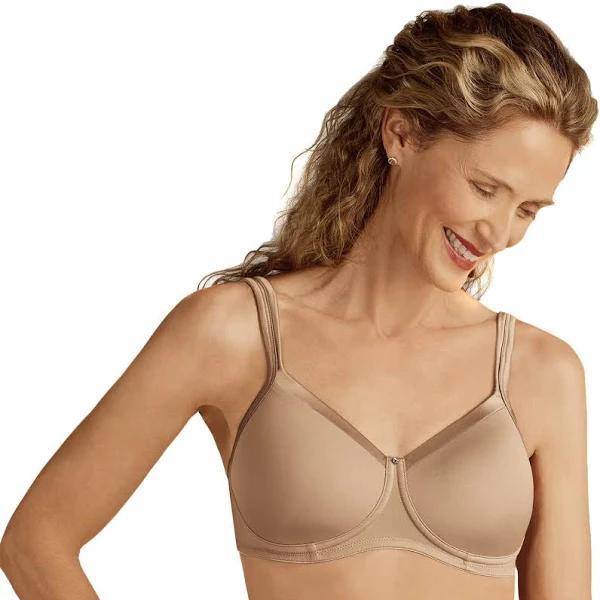 Amoena Women's Lara Satin Pocketed Seamless Wire Free Tshirt Bra, Nude