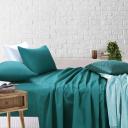 Amsons Teal Bedsheets Set- Flat & Fitted Sheets With Pillowcases Single