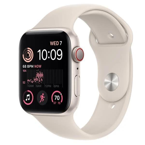 Apple Watch SE GPS + Cellular 44mm Starlight Aluminum Case with Starlight Sport Band - M/L