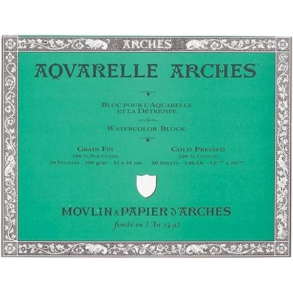 Arches 200177170 Watercolor Block Cold Press, 12X16-Inch, 20 Sheets