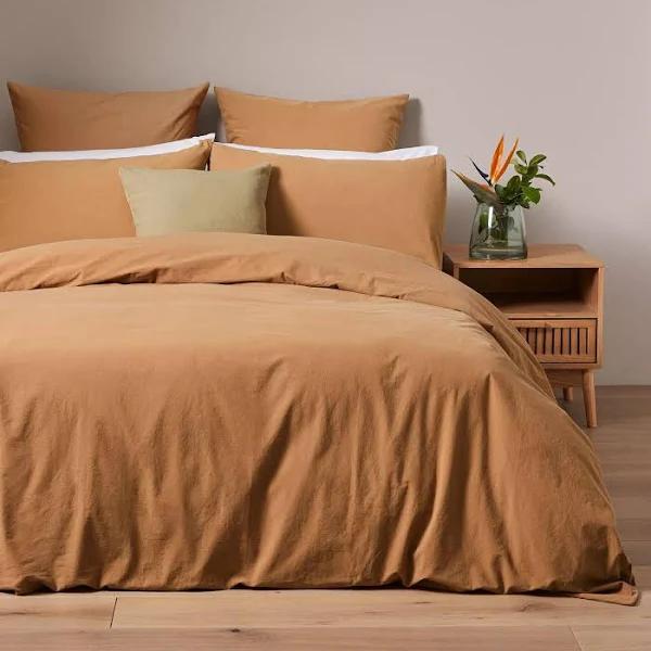 Arlo Stonewash Quilt Cover Set | Brown | King Bed | Cotton