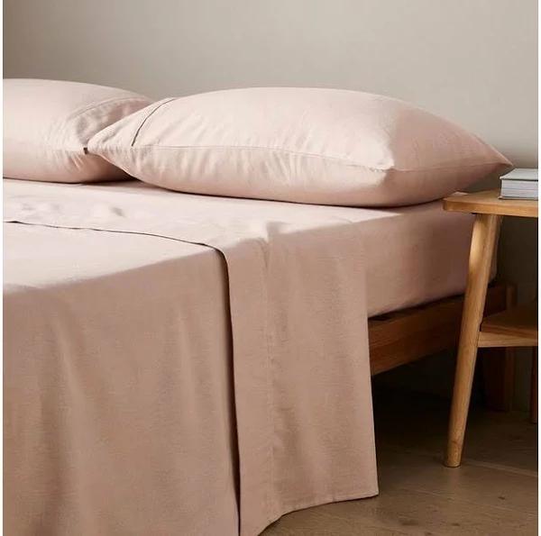 Arlo Stonewash Sheet Set | Pink | Super King Bed | Cotton