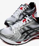 ASICS Grey and Red Kayano 14 Sneakers