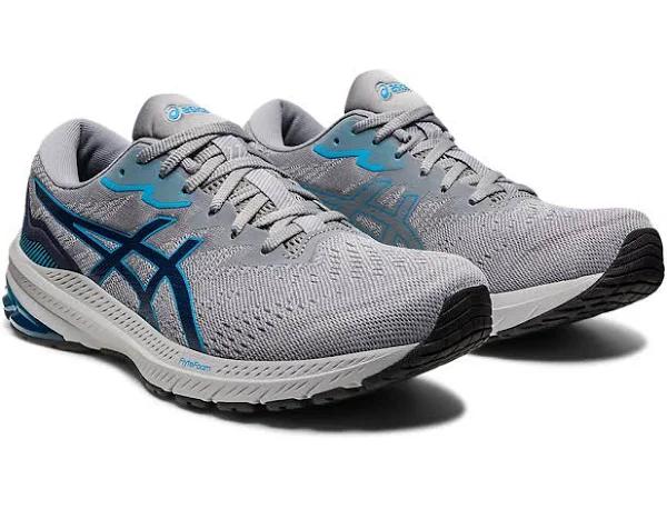 ASICS Men's GT-1000 11 (2E Wide) - Running Shoes - Piedmont Grey/Indigo Blue 10