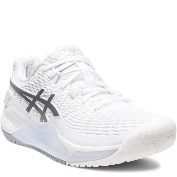 ASICS White & Silver Gel-Resolution 9 Sneakers