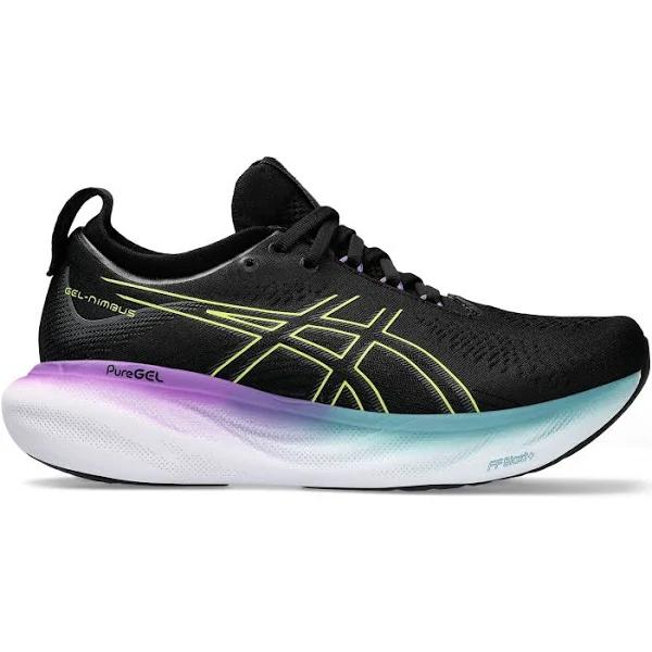 ASICS Women's GEL-Nimbus 25 - Running Shoes - Black/Glow Yellow 10.5
