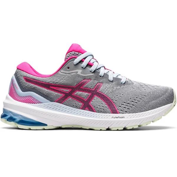 ASICS Women's Running Shoe Piedmont Gray & Pink Glow GT-1000 11 Running Shoe 9 B