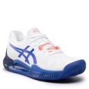 ASICS Womens Gel Resolution 8 Clay Tennis Shoes - White/Lapis Luzili Blue, 6.5
