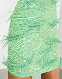 ASOS Design Edition Beaded Sequin Fringe Open Back Dress Light Green