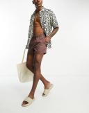ASOS Design Short Length Swim Shorts in Brown
