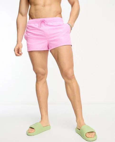ASOS Design Swim Shorts in Short Length in Pink