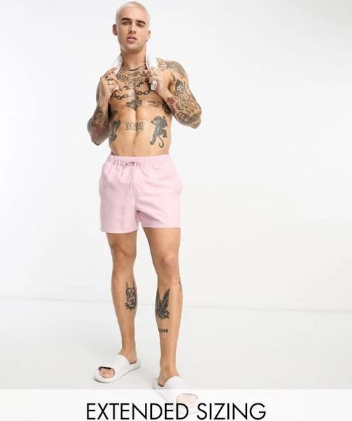 ASOS Design Swim Shorts in Short Length in Pink