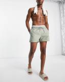 ASOS Design Swim Shorts in Short Length With Double Waistband in Light Green