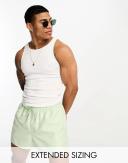 ASOS Design Swim Shorts in Short Length With Double Waistband in Light Green