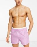ASOS Design Swim Shorts in Short Length with Double Waistband in lilac-Purple