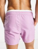 ASOS Design Swim Shorts in Short Length with Double Waistband in lilac-Purple