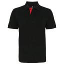 Asquith & Fox Mens Classic Fit Contrast Polo Shirt Black/ Red XL
