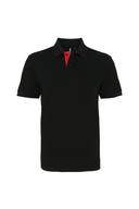 Asquith & Fox Mens Classic Fit Contrast Polo Shirt Black/ Red XL