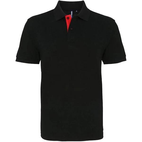 Asquith & Fox Mens Classic Fit Contrast Polo Shirt Black/ Red XL