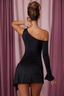 Asymmetric Single Sleeve Mini Dress in Black, 14