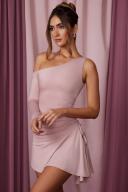 Asymmetric Single Sleeve Mini Dress in Mauve, 4