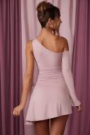 Asymmetric Single Sleeve Mini Dress in Mauve, 4