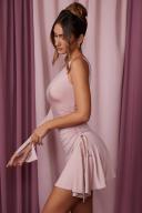 Asymmetric Single Sleeve Mini Dress in Mauve, 4