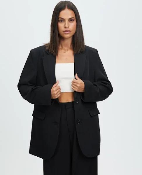 Atmos&Here Curvy - Women's Black Blazers - Seville Linen Blazer - Size 26 at The Iconic