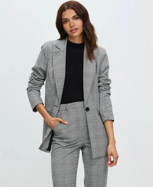 Atmos&Here - Women's Black Blazers - Carlie Check Blazer - Size 16 at The Iconic