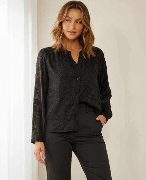 Atmos&Here - Women's Black Shirts & Blouses - Burnout Blouse - Size 10 at The Iconic