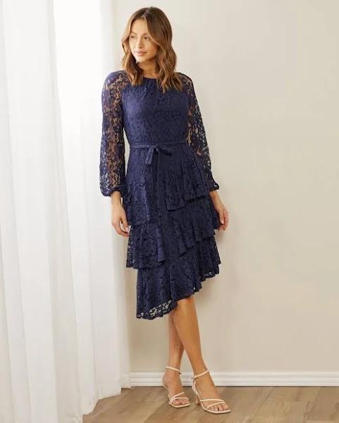 Atmos&Here - Women's Blue Midi Dresses - Tallulah Lace Midi Dress - Size 12 at The Iconic