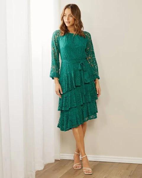Atmos&Here - Women's Green Midi Dresses - Tallulah Lace Midi Dress - Size 16 at The Iconic