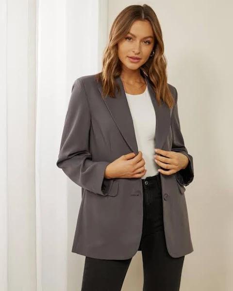 Atmos&Here - Women's Grey Blazers - Lina Oversized Blazer - Size 16 at The Iconic