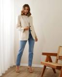 Atmos&Here - Women's Neutrals Blazers - Seville Linen Blazer - Size 12 at The Iconic